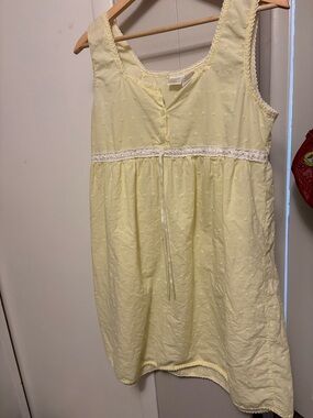 Gilligan & O'Malley Yellow Eyelet Lace-Trim babydoll Dress
